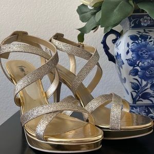 Gold Platform Strappy High Heel Sandals